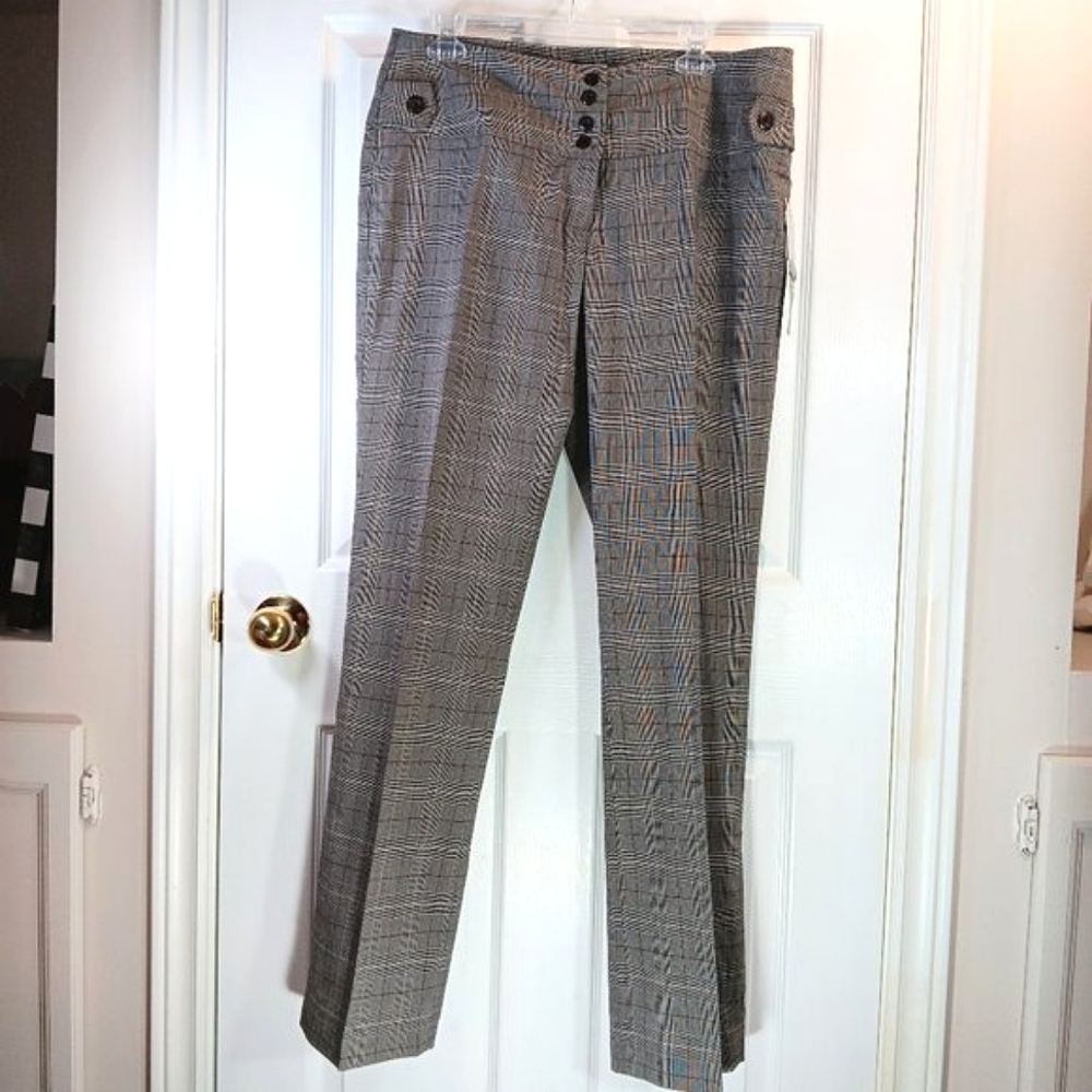 NWT Tall Plus Size 14 Suzy Shier Women's Brown Plaid Dress Pants Career